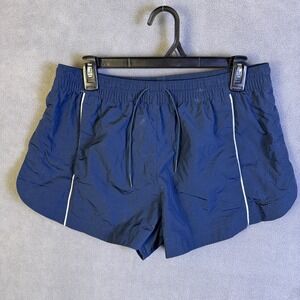 Nike Running Shorts Womens L Blue Drawstring Waist Snap Button Pockets